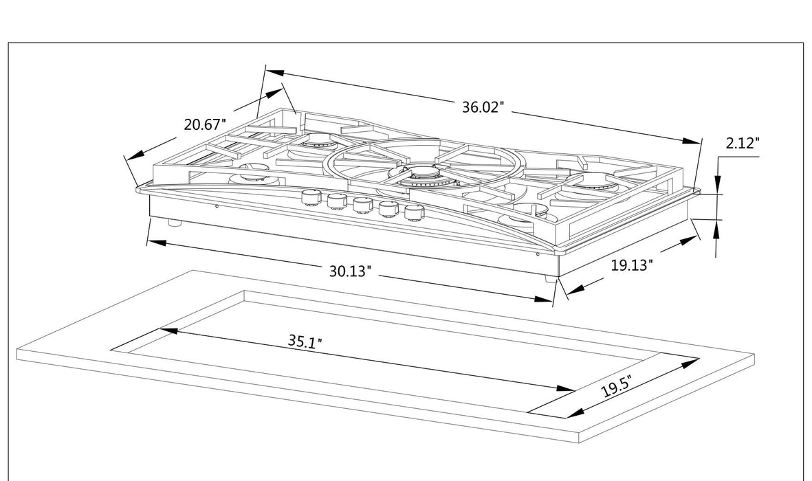 Empava 36 in. Built-in Gas Cooktops