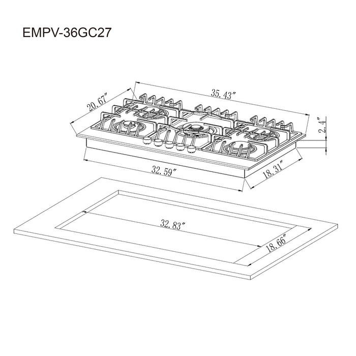 Empava 36 in. Built-in Gas Cooktops