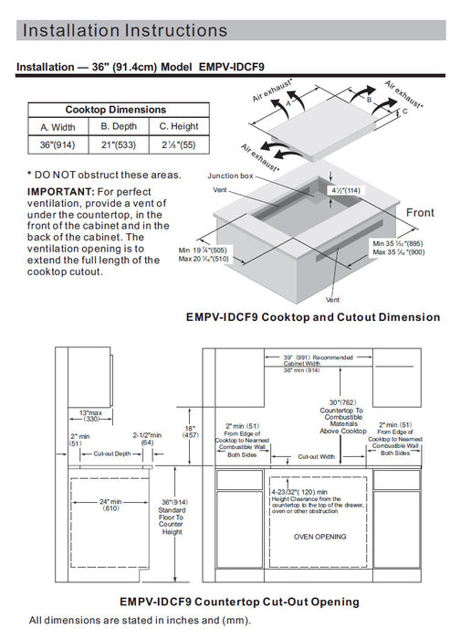 Empava 36 in Electric Stove Induction Cooktop