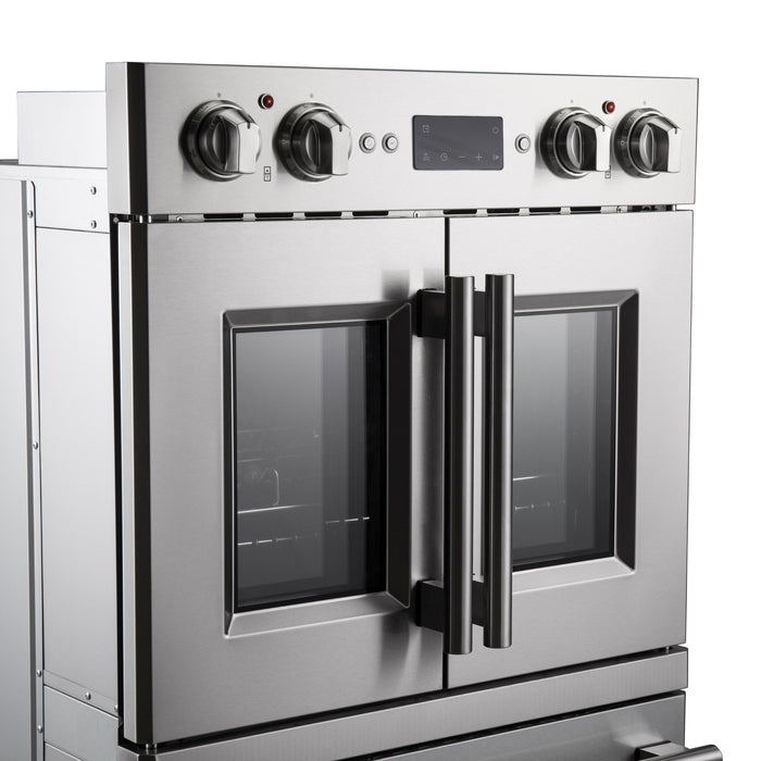 Forno Gallico 30-Inch Electric French Door Double Oven, Stainless Steel, Convection Cooking, Touch Control Panel, Self-Cleaning Function