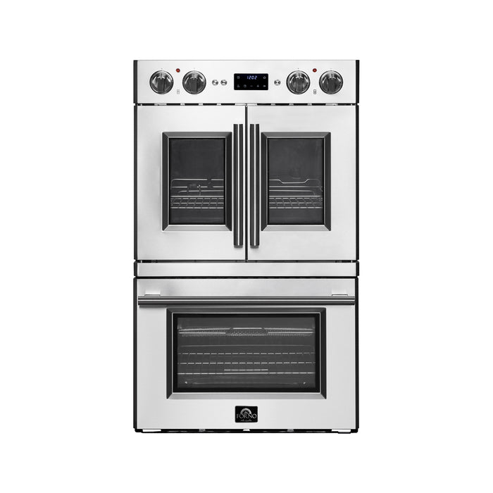 Forno Gallico 30-Inch Electric French Door Double Oven, Stainless Steel, Convection Cooking, Touch Control Panel, Self-Cleaning Function