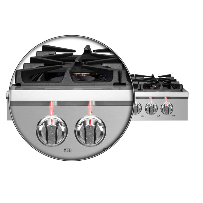 Forno Spezia Alta Qualita 48-Inch Pro-Style Gas Rangetop, Stainless Steel, 6 Sealed Burners, Continuous Cast Iron Grates, High Heat Output