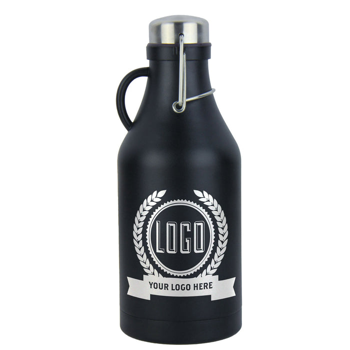 32-oz. Black Beer Growler with 2 16-oz. Stainless Steel Pint Glasses