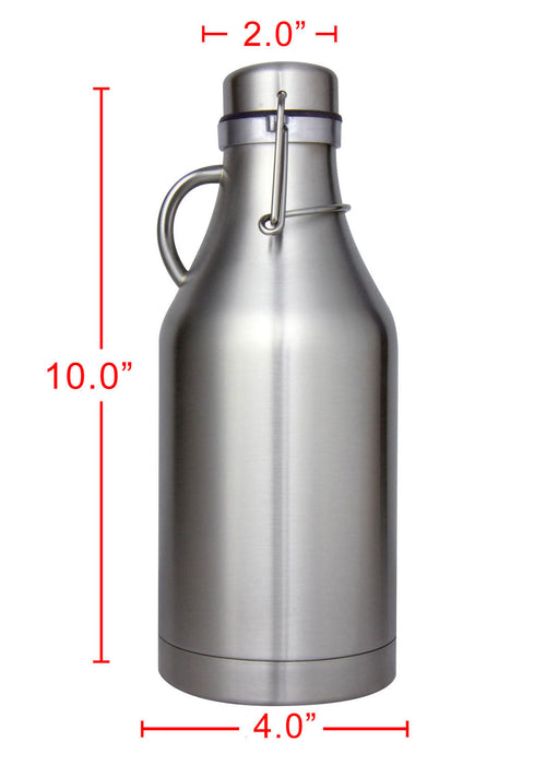 The Grizzly - 32 oz Double Wall Stainless Steel Flip Top Beer Growler