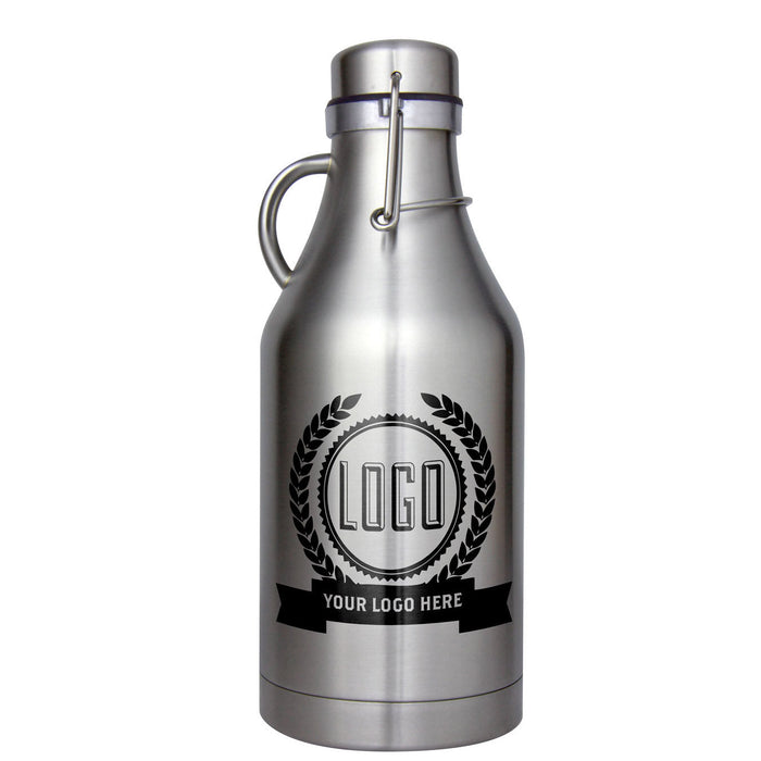 32-oz. Stainless Steel Beer Growler with 2 16-oz. Stainless Steel Pint Glasses