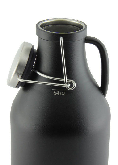 64-oz. Black Beer Growler with 2 16-oz. Stainless Steel Pint Glasses