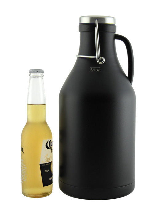 64-oz. Black Beer Growler with 4 16-oz. Stainless Steel Pint Glasses