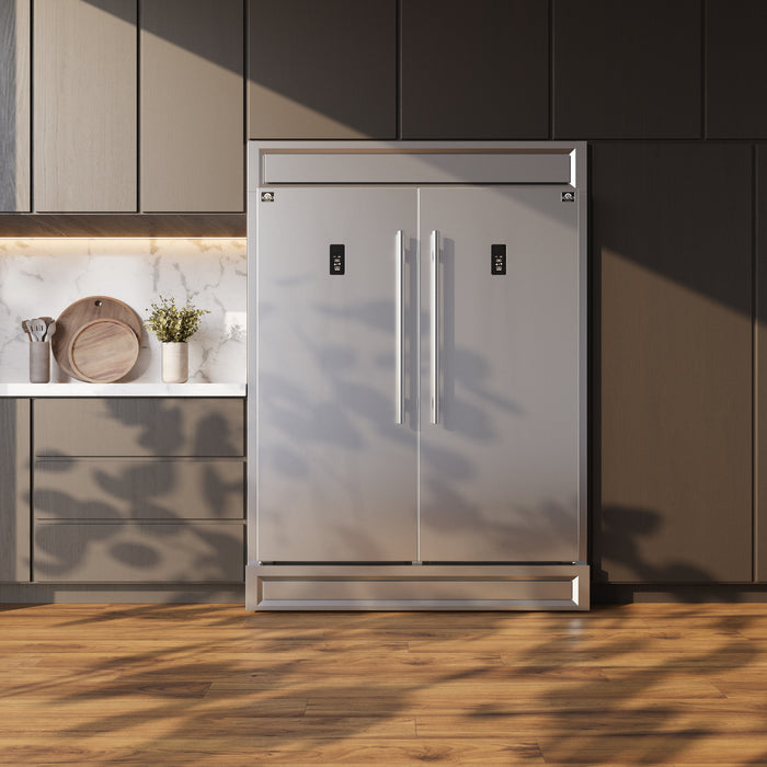 Forno Fortezza 60 Inch Convertible Refrigerator/Freezer with Modern Trim Kit, Stainless Steel, Total No Frost, with Automatic Ice Maker