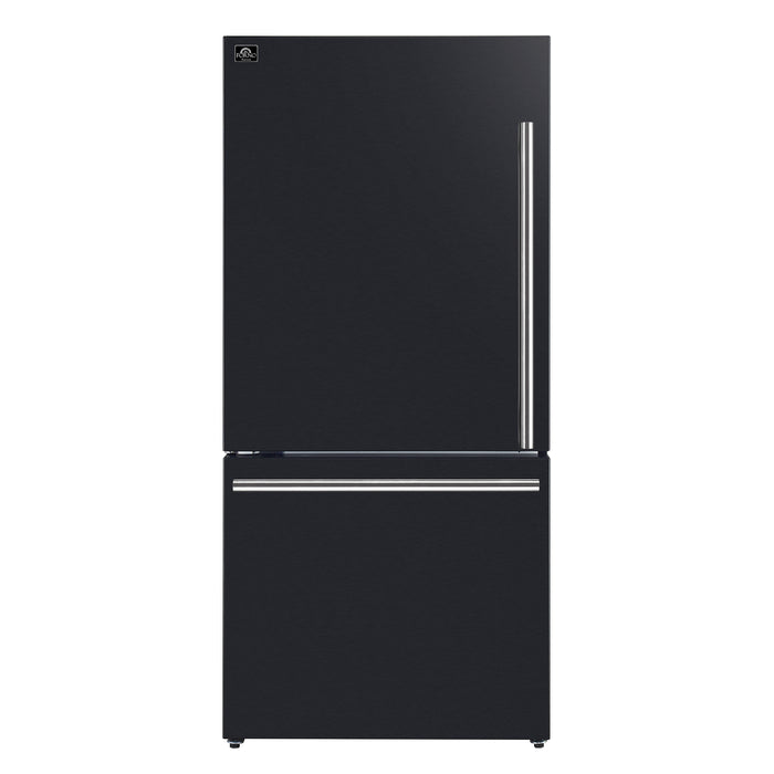 Forno Milano Espresso 31-Inch Black French Door Refrigerator, Bottom Freezer, 17.2 Cu. Ft., Energy-Efficient, No Frost, Built-In Ice Maker