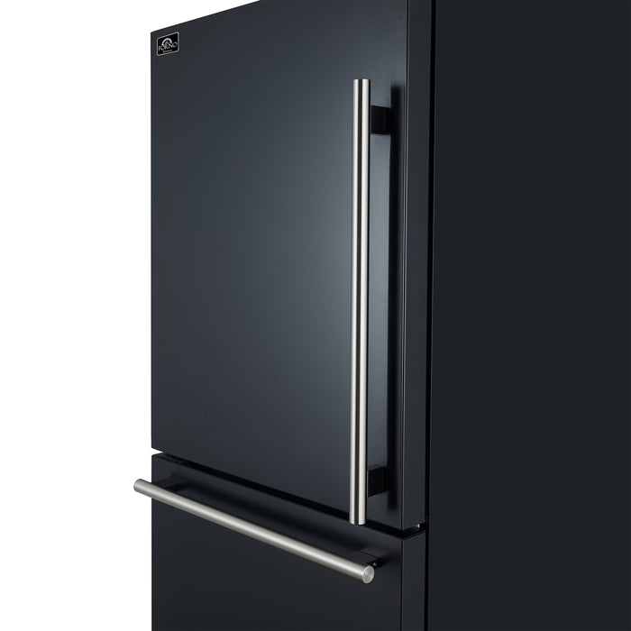 Forno Milano Espresso 31-Inch Black French Door Refrigerator, Bottom Freezer, 17.2 Cu. Ft., Energy-Efficient, No Frost, Built-In Ice Maker