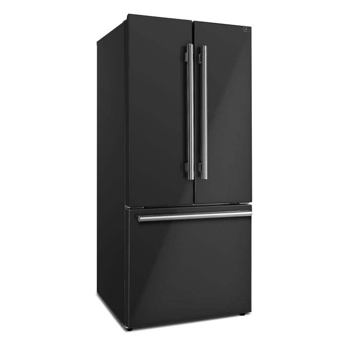 Forno Gallipoli Espresso 30-Inch Black French Door Refrigerator, Bottom Freezer, 17.5 Cu. Ft., No Frost, Ice Maker