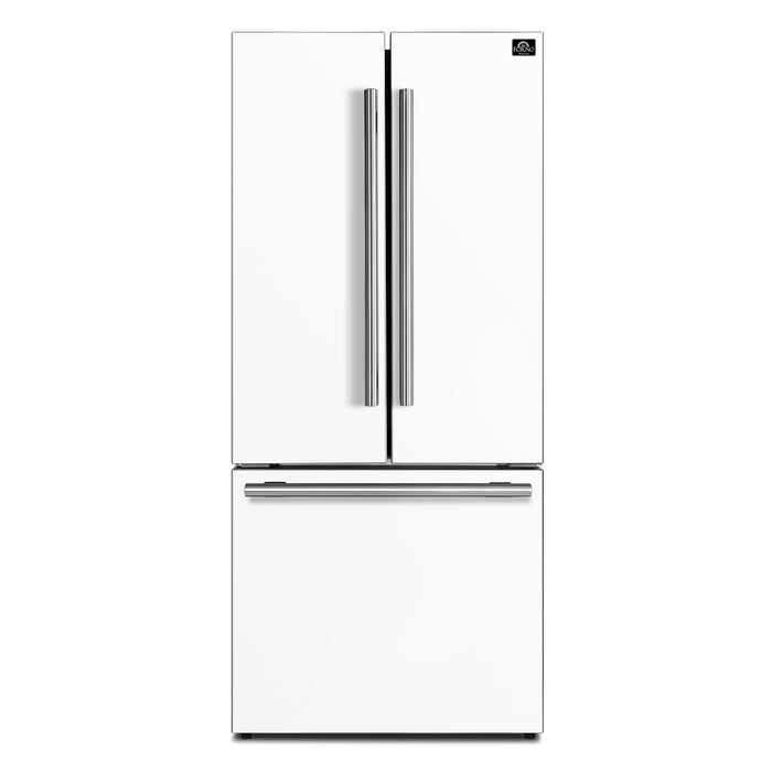 Forno Gallipoli Espresso 30-Inch White French Door Refrigerator, Bottom Freezer, 17.5 Cu. Ft., No Frost, Ice Maker