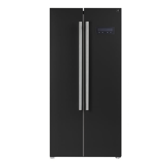 Forno Salerno Espresso 33-Inch Black Side-by-Side Refrigerator, 15.6 Cu. Ft., Energy-Efficient, No Frost, Modern Design