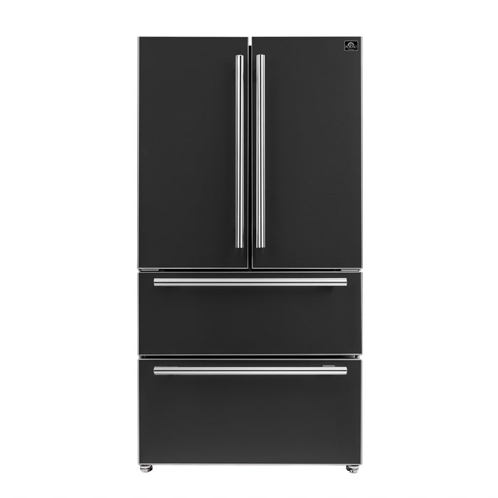 Forno Moena Espresso 36-Inch Black French Door Refrigerator, 19.2 Cu. Ft., Frost-Free, Automatic Ice Maker, ENERGY STAR Certified