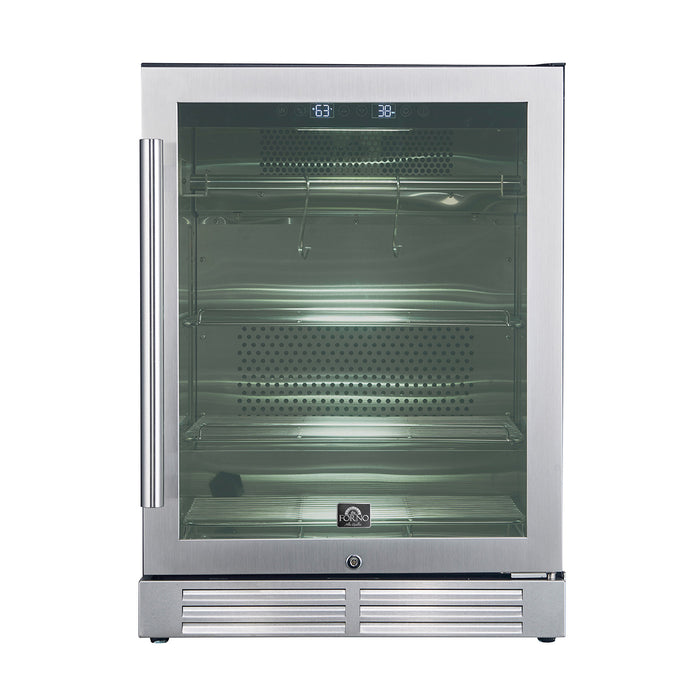 Forno Asciutto 24-Inch Dry Aging Cabinet, Stainless Steel 304, 4.41 cu.ft, LED Lighting, Adjustable Shelves