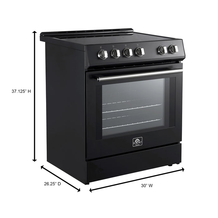 Forno Leonardo Espresso 30-Inch Black Electric Range, True Convection, Energy Efficient