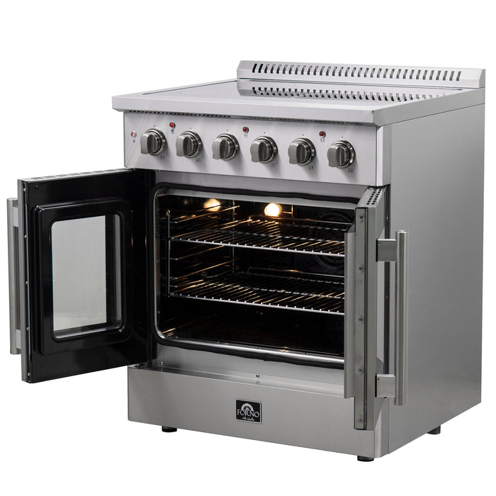 Forno Galiano 30-Inch Freestanding French Door Electric Range, True Convection, Energy Efficient