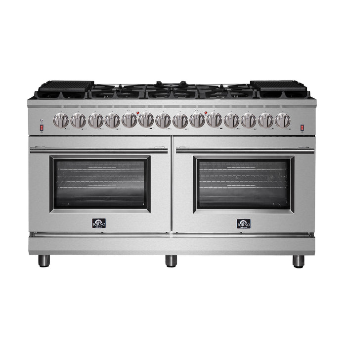 Forno Massimo 60-Inch Freestanding Dual Fuel Range, 10 Burners, Double Convection Ovens