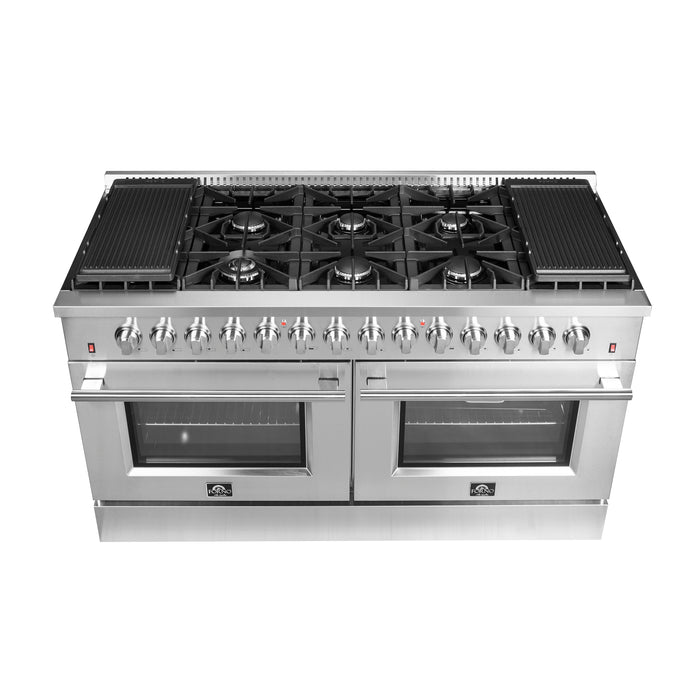 Forno Galiano 60-Inch Freestanding Dual Fuel Range, 10 Burners, Double Convection Ovens