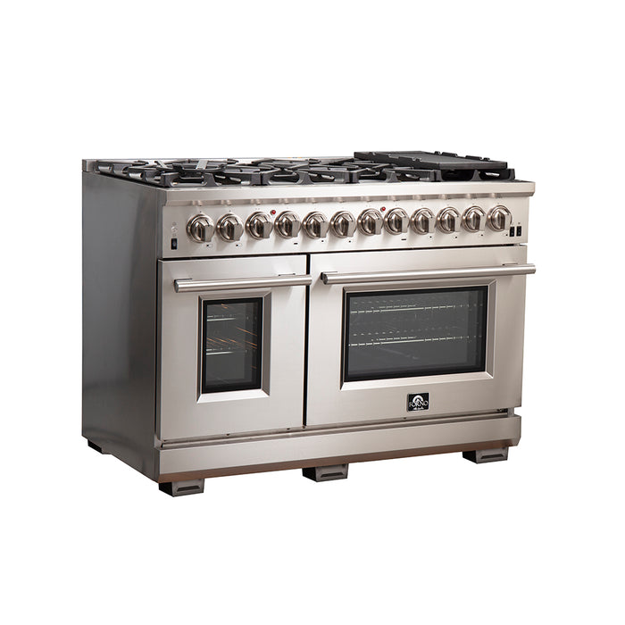 Forno Capriasca 48-Inch Freestanding Dual Fuel Range, 8 Burners, True Convection Oven