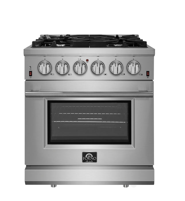 Forno Massimo 30-Inch Freestanding Gas Range, 4 Burners, True Convection Oven