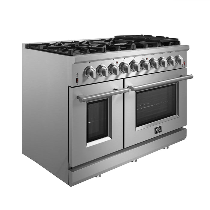 Forno Massimo 48-Inch Freestanding Gas Range, 8 Burners, True Convection Oven