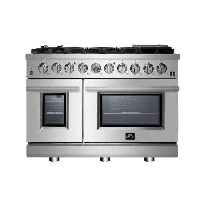 Forno Massimo 48-Inch Freestanding Gas Range, 8 Burners, True Convection Oven