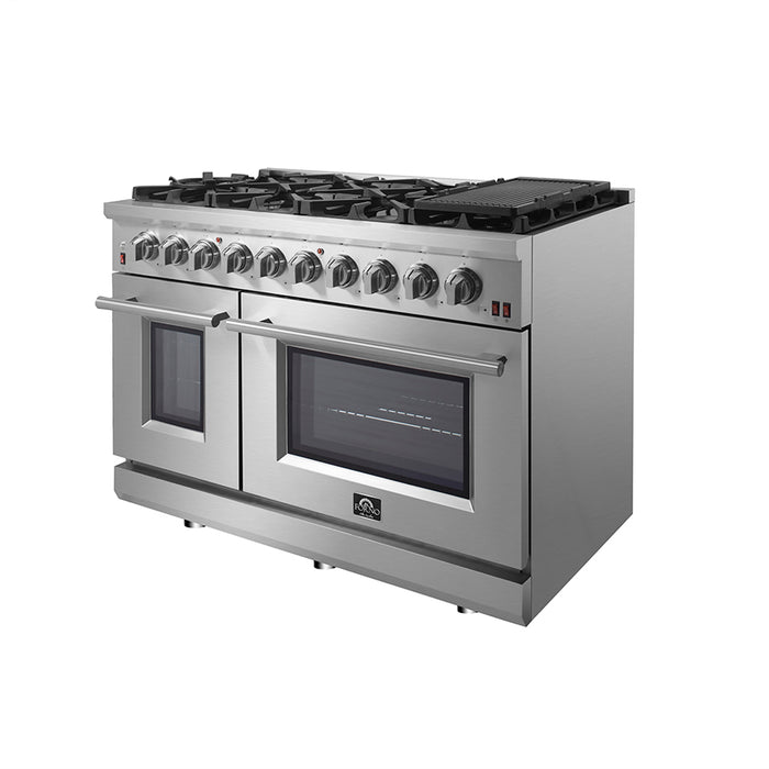 Forno Massimo 48-Inch Freestanding Gas Range, 8 Burners, True Convection Oven