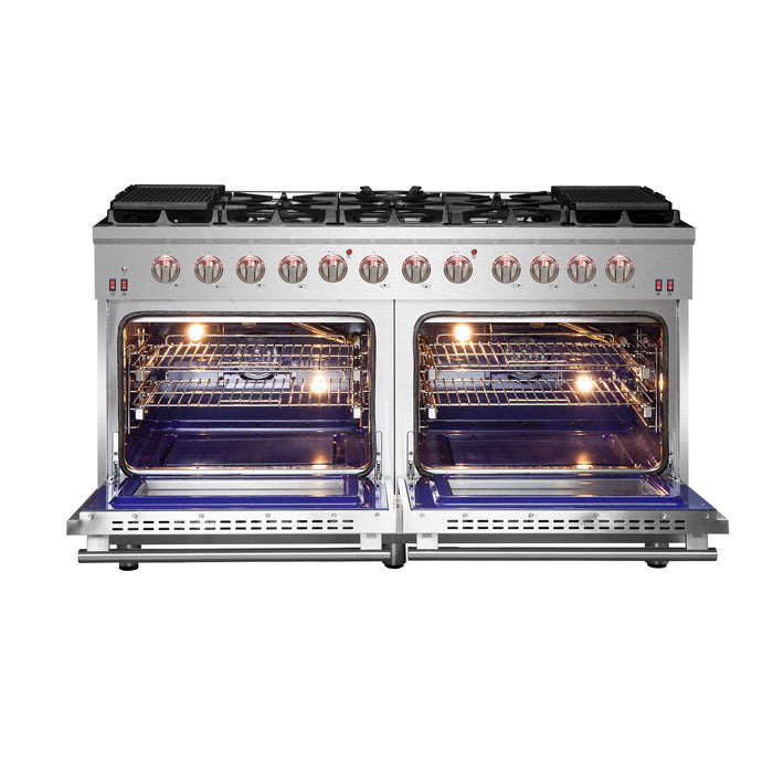 Forno Massimo 60-Inch Freestanding Gas Range, 10 Burners, True Convection Oven