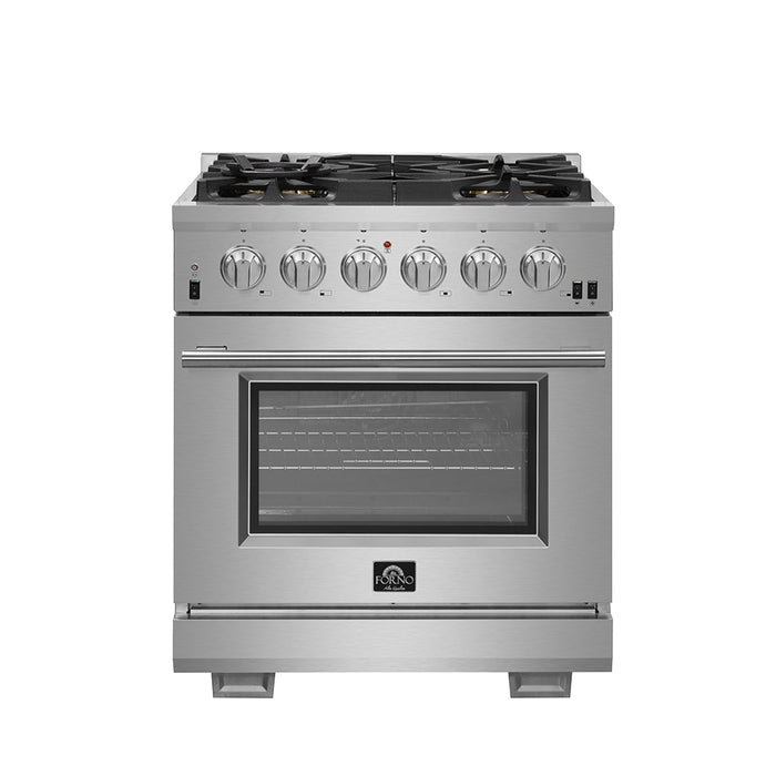 Forno Capriasca 30-Inch Freestanding Gas Range, 4 Burners, True Convection Oven