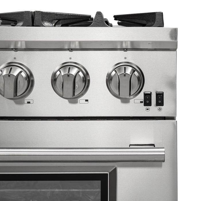 Forno Capriasca 36-Inch Gas Range, Stainless Steel, 6 Brass Burners, 120,000 BTU, Convection Oven, Energy Efficient