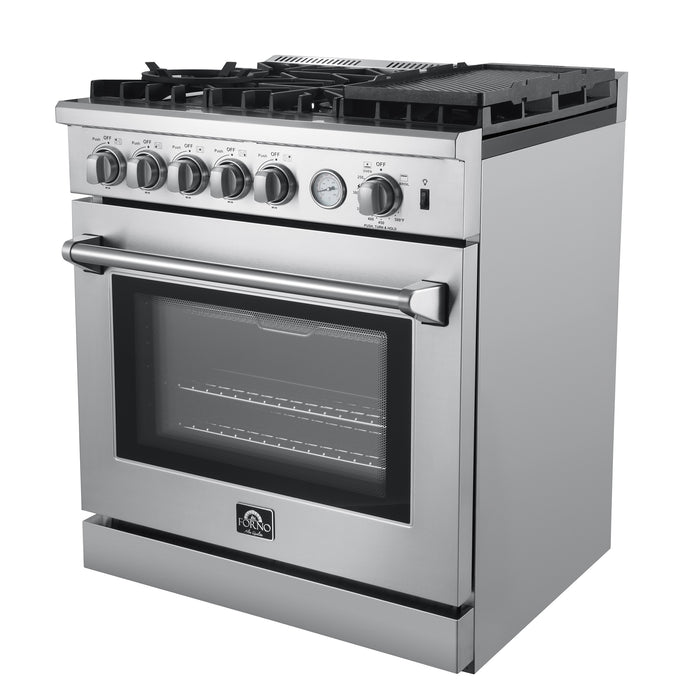 Forno Lazio 30-Inch Freestanding Gas Range, 4 Burners, Convection Oven, Energy Efficient