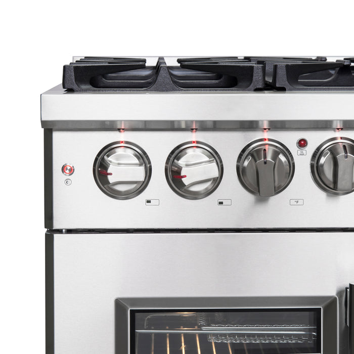 Forno Massimo 36-Inch Freestanding French Door Dual Fuel Range, 6 Burners, True Convection Oven