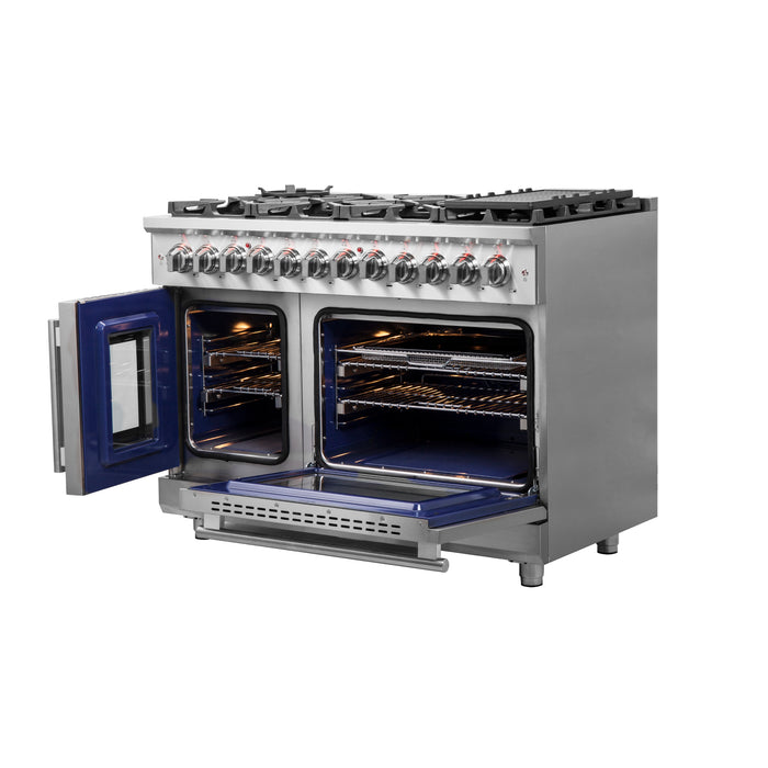 Forno Massimo 48-Inch Freestanding French Door Dual Fuel Range, 8 Burners, True Convection Oven