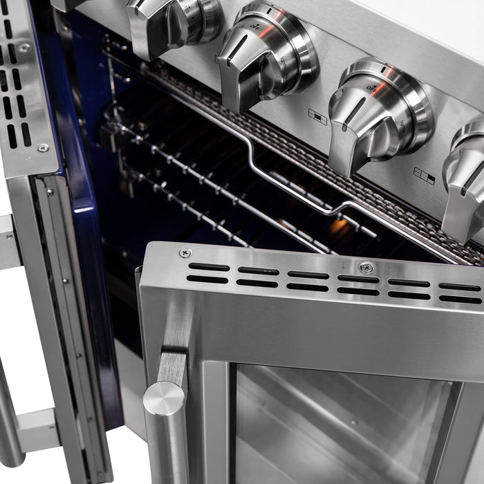 Forno Massimo 30-Inch Freestanding French Door Gas Range, 4 Burners, Convection Oven, Energy Efficient