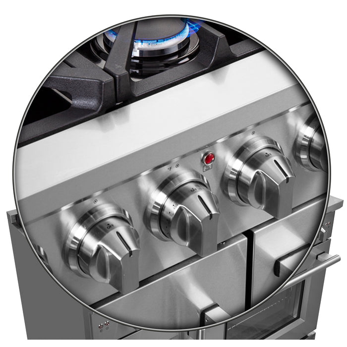 Forno Massimo 48-Inch Freestanding French Door Gas Range, 8 Burners, Convection Oven, Energy Efficient