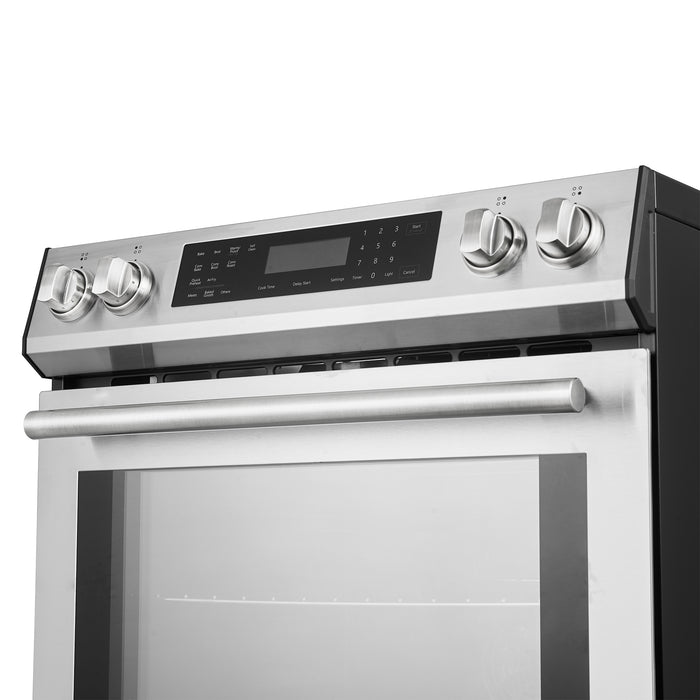 Forno Donatello Espresso 30-Inch Slide-In Stainless Steel Induction Range, Convection Oven, 5 Cooking Zones, Touch Control Panel