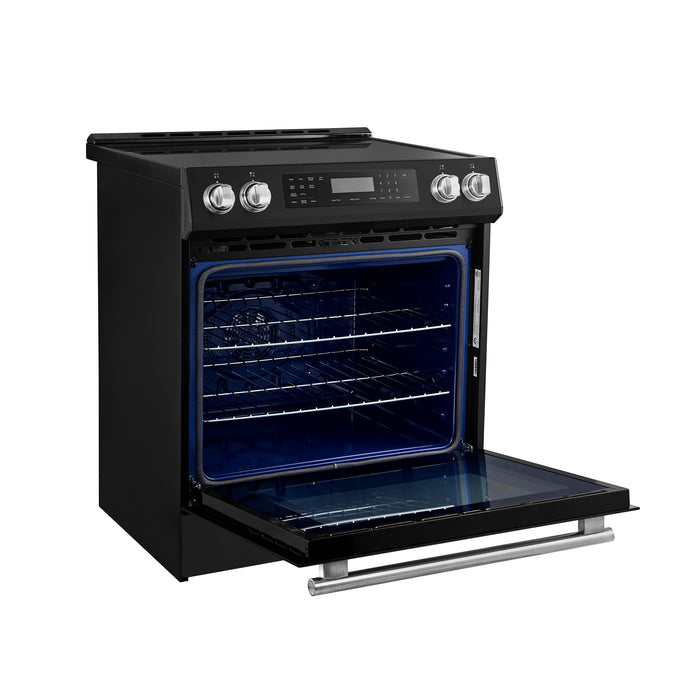 Forno Donatello Espresso 30-Inch Slide-In Black Induction Range, Convection Oven, 5 Cooking Zones, Touch Control Panel