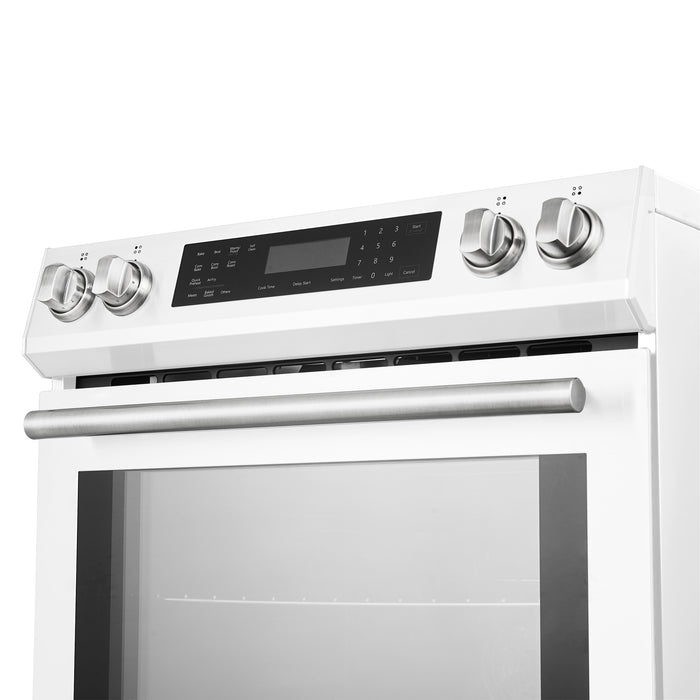 Forno Donatello Espresso 30-Inch Slide-In White Induction Range, Convection Oven, 5 Cooking Zones, Touch Control Panel