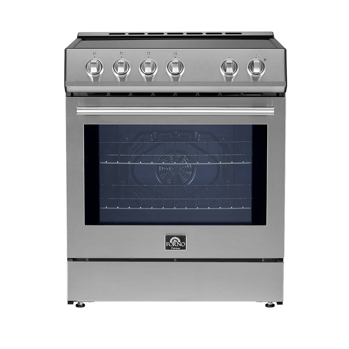 Forno Leonardo Espresso 30-Inch Slide-In Stainless Steel Induction Range, Convection Oven, 5 Cooking Zones, Touch Control Panel