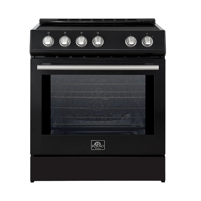 Forno Leonardo Espresso 30-Inch Slide-In Black Induction Range, Convection Oven, 5 Cooking Zones, Touch Control Panel