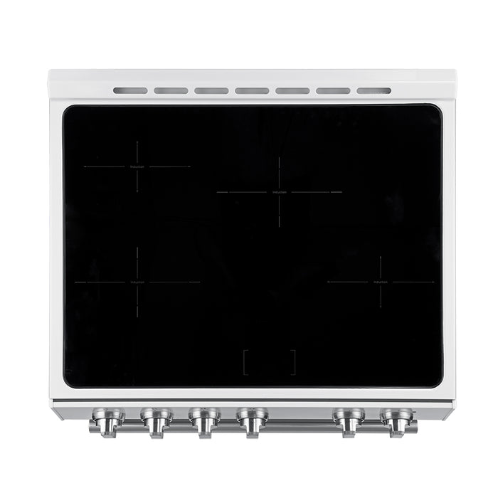 Forno Leonardo Espresso 30-Inch Slide-In White Induction Range, Convection Oven, 5 Cooking Zones, Touch Control Panel