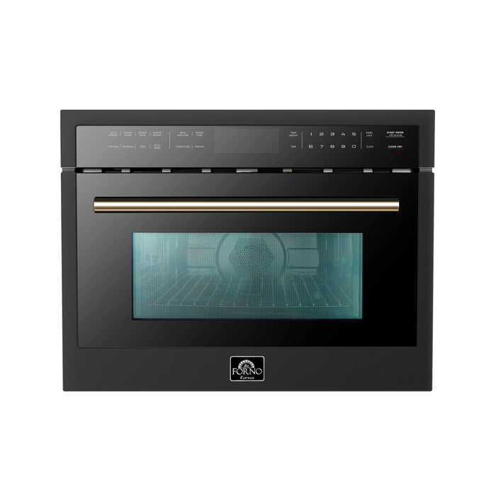 Forno Oliena Espresso Black 24-Inch Built-In Microwave and Convection Oven Combo, 1.6 cu.ft, 1750W Convection, 1000W Microwave, Stainless Steel Interior, Glass Touch Controls, Sensor Cooking