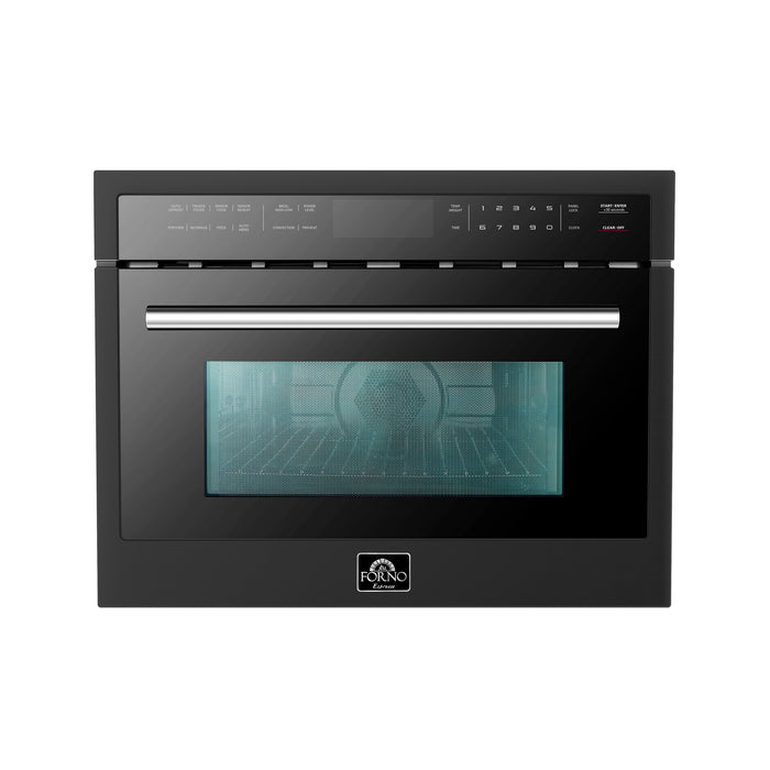 Forno Oliena Espresso Black 24-Inch Built-In Microwave and Convection Oven Combo, 1.6 cu.ft, 1750W Convection, 1000W Microwave, Stainless Steel Interior, Glass Touch Controls, Sensor Cooking