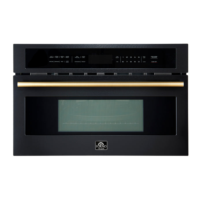 Forno Oliena Espresso Black 30-Inch Built-In Microwave and Convection Oven Combo, 1.6 cu.ft, 1750W Convection, 1000W Microwave, Stainless Steel Interior, Glass Touch Controls, Sensor Cooking