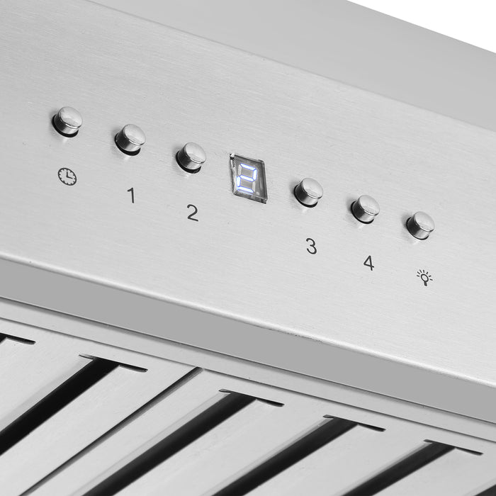 Forno Coppito 30-Inch Island Range Hood, Stainless Steel, LED Lighting, Adjustable Fan Speeds