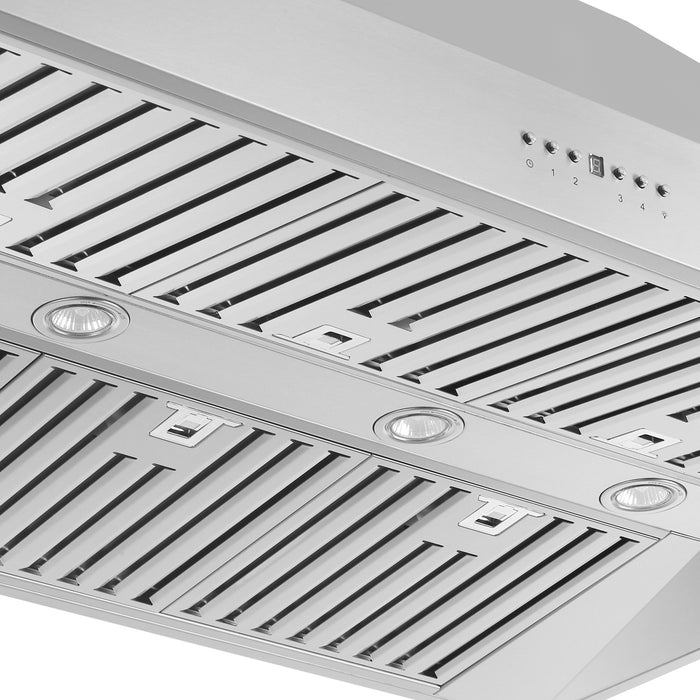 Forno Coppito 48-Inch Island Range Hood, Stainless Steel, LED Lighting, Adjustable Fan Speeds