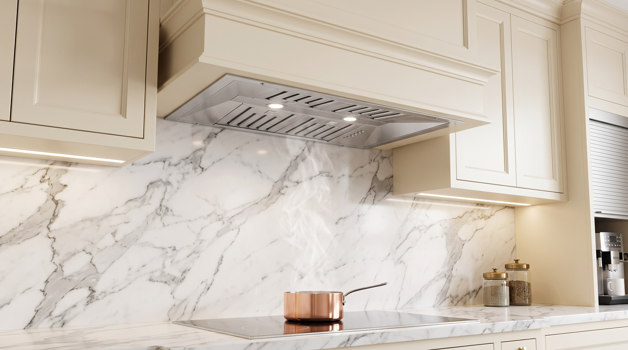 Forno Altilia 36-Inch Insert Range Hood, Stainless Steel, LED Lighting, Baffle Filters