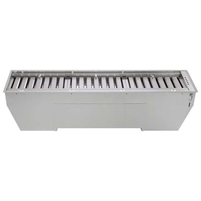 Forno Frassanito 48-Inch Recessed Range Hood, Stainless Steel Baffle Filters, LED Lighting