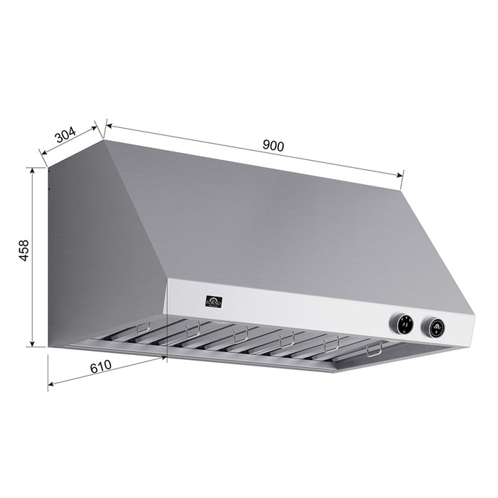 Forno Biagio 36-Inch Wall Mounted Range Hood, Stainless Steel, Heavy Duty